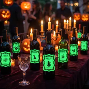 Autocollants lumineux de bouteille de potion d'Halloween pour décoration de fête.