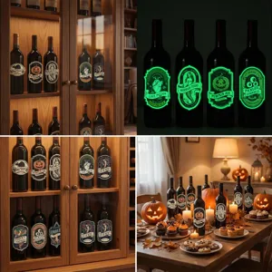 Autocollants de bouteille d'Halloween lumineux retro etiquettes de potion pour fete