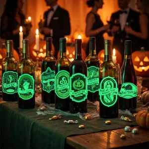 Kit d'autocollants de bouteille d'Halloween phosphorescents, étiquettes de potion verte.
