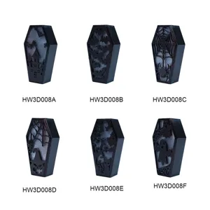Halloween spooky coffin shaped LED glowing light party decoration props assortment set