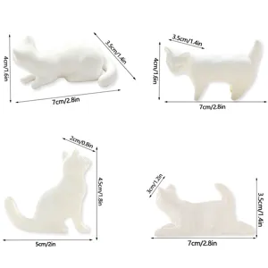 3D White Cat Fridge Magnet Set Cute Animal Refrigerator Stickers Memo Holder Decor