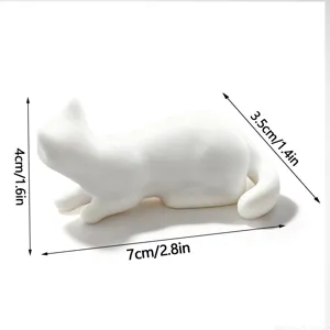 3D printed white cat fridge magnet, cute animal magnetic sticker for home decor and notes.