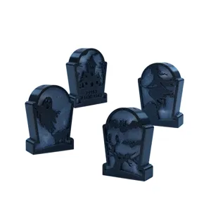 Halloween LED hanging tombstone light party decoration spooky resin grave ornaments 4pcs