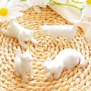 3D white cat magnetic fridge stickers cute animal decorative memo clips set for home