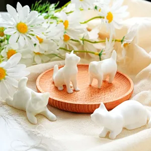 3D cute white cat magnetic fridge sticker decorative resin ornament for home kitchen decor