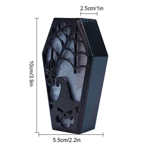 Halloween LED hanging coffin night light with spider web and witch hat decoration