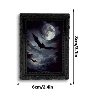 Halloween marco de fotos imán de nevera murciélago gótico, resina decorativa vintage.