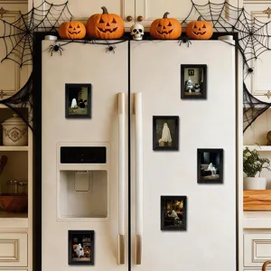 Halloween 3D fantôme magnétique autocollant de réfrigérateur cadre photo, décor effrayant.