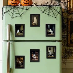 Halloween 3D Fantôme Aimants Réfrigérateur Vintage Cadre Photo Cuisine Décor Fête
