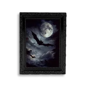 Detalle de marco de foto de murciélago gótico de Halloween imán de refrigerador ideal.