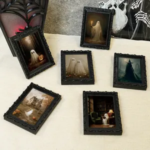 Halloween 3D ghost magnetic refrigerator sticker photo frame, spooky holiday home decor.