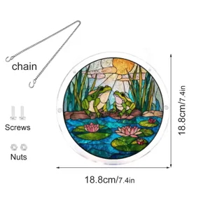 Stained acrylic frog suncatcher window hanging ornament with chain 18.8cm home decor