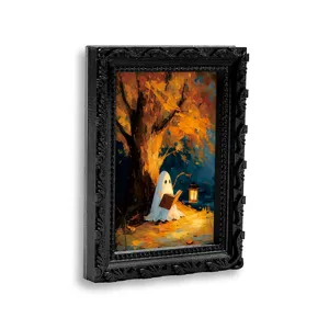 Halloween 3D ghost magnetic fridge sticker photo frame decorative resin craft item.