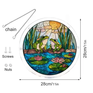 Stained acrylic frog sun catcher window hanging decor with chain and mounting hardware 28cm
