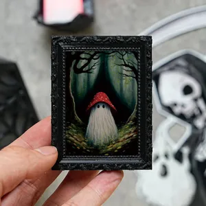 Halloween spooky ghost mushroom magnetic photo frame fridge sticker gothic home decor 1pc