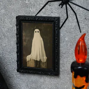 Halloween 3D fantôme cadre photo magnétique autocollant réfrigérateur détail déco effrayante.