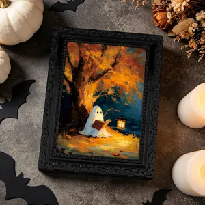 Halloween ghost fridge magnet photo frame, decorative magnetic sticker for holiday home and kitchen.