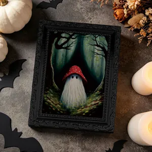 Halloween ghost magnetic fridge sticker photo frame spooky mushroom decor for home kitchen
