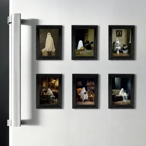 Halloween 3D fantôme autocollant cadre photo magnétique frigo, déco effrayante.