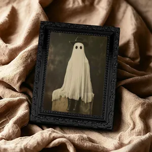 Cadre photo magnétique fantôme d'Halloween autocollant de réfrigérateur rétro chic.