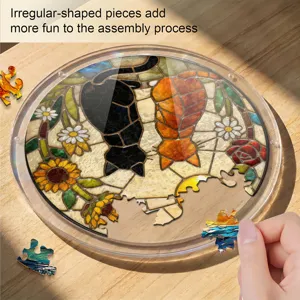 Acrylic stained glass cat puzzle suncatcher window hanging decor with unique irregular pieces