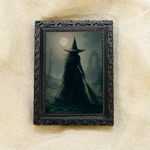 Halloween 3D Strega Cornice Portafoto Magnetica per Frigorifero Spettrale Decor