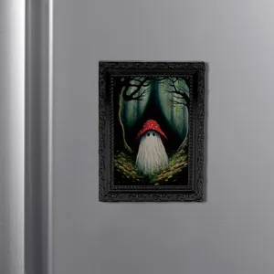 Halloween ghost magnetic fridge sticker photo frame with 3D cute spooky mushroom design detail