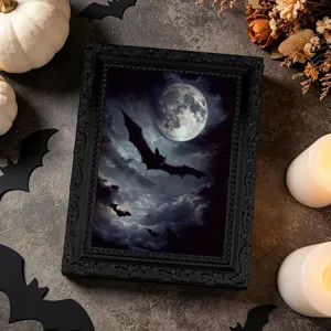 Marco de fotos magnético Halloween imán de nevera, diseño murciélago luna, detalle festivo