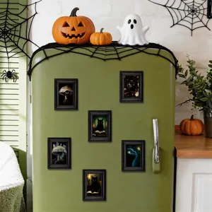 Halloween schwarze Katze magnetische Bilderrahmen Kuehlschrankmagnete gruselige Deko