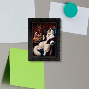 3D magnetischer Kühlschrankaufkleber mit witzigem Katzen-Retro-Bilderrahmen für Zuhause.