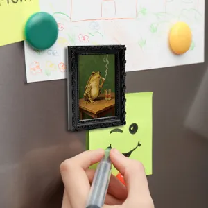 Creative funny frog retro frame fridge magnet resin magnetic sticker for home decor.