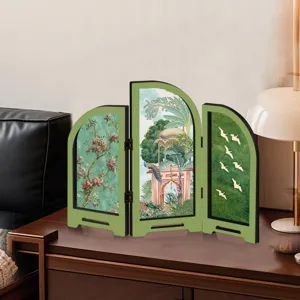 Mini acrylic folding screen desk ornament, traditional Chinese art style decorative gift piece.