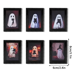 Halloween 3D Ghost Black Cat Fridge Magnet Photo Frame Set Decorative Magnetic Picture Frame