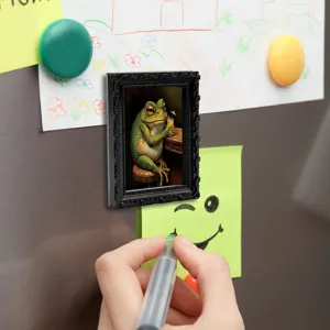Detailansicht des 3D Retro frame magnetischen koelkaststicker mit einem grappige kikker.