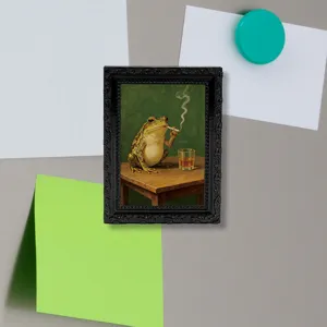 Vintage 3D frog smoking refrigerator magnet funny photo frame magnetic board memo sticker decor