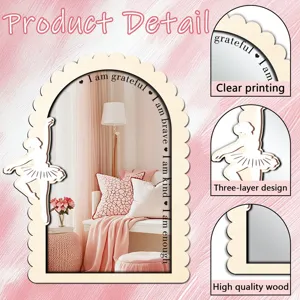 Wooden acrylic mirror detail showing clear printing, three-layer design, and high quality wood.