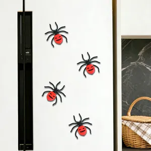 3D Halloween spider fridge magnets, spooky decorative magnetic stickers for home party decor.