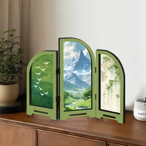 Mini folding screen decorative ornament, creative Chinese style desktop acrylic display stand.