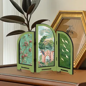 Mini decorative Chinese style folding screen acrylic desktop ornament gift for home decor.