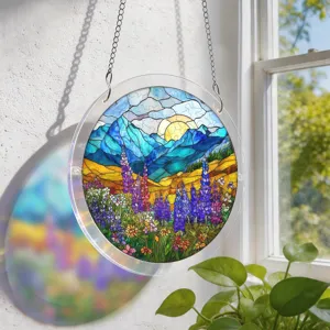 Acrylic stained glass puzzle suncatcher hanging ornament for window home decoration display