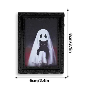 Halloween 3D fantôme chat noir mignon cadre photo magnétique autocollant de réfrigérateur