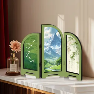 Creative mini Chinese style acrylic folding screen tabletop decoration ornament for home