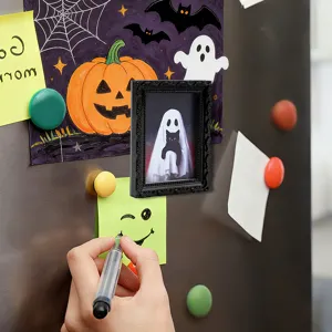 Autocollant de réfrigérateur avec cadre photo magnétique fantôme 3D d'Halloween.