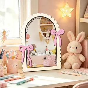 Wooden decorative mirror desktop makeup mirror cute girl room aesthetic tabletop decor