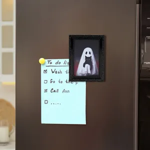 Halloween fantôme chat aimant de réfrigérateur cadre noir rétro autocollant magnétique détail