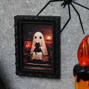 Halloween fantome cadre photo aimant refrigerateur decor fete vue detaillee close up