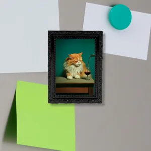 Vintage Katzen Fotorahmen Kühlschrankmagnet, 3D dekorativer Magnetaufkleber für Notizen.