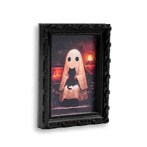 Halloween 3D fantôme chat noir cadre photo magnétique autocollant réfrigérateur déco.
