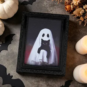 Halloween 3D fantôme chat noir aimant de réfrigérateur cadre photo décoration fête
