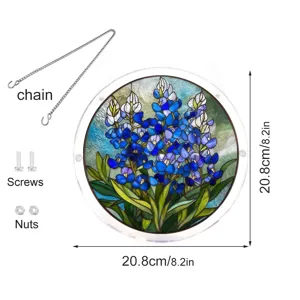 Stained acrylic blue lupine window hanging suncatcher with chain and screws 20.8cm
